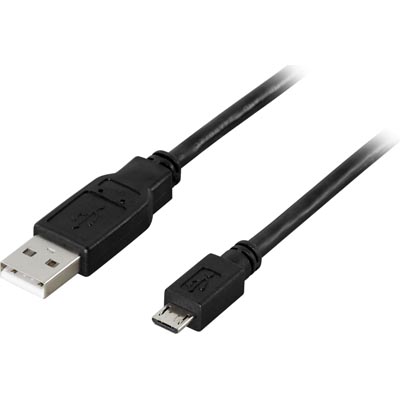 Deltaco USB 2.0 Cable, A Male - Micro B Male, 2m, Black